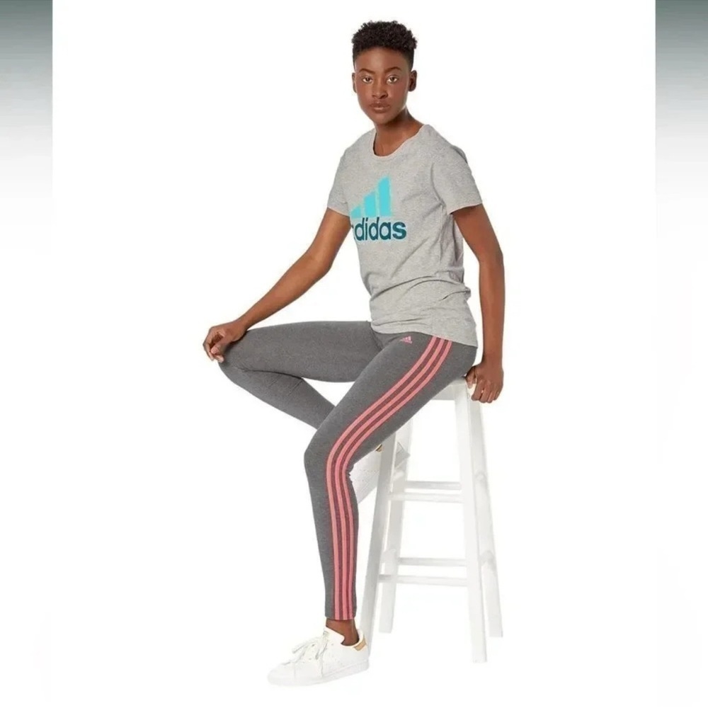 Adidas Women's Essentials 3-Stripe Full Length Cotton Leggings - Picture 4 of 8